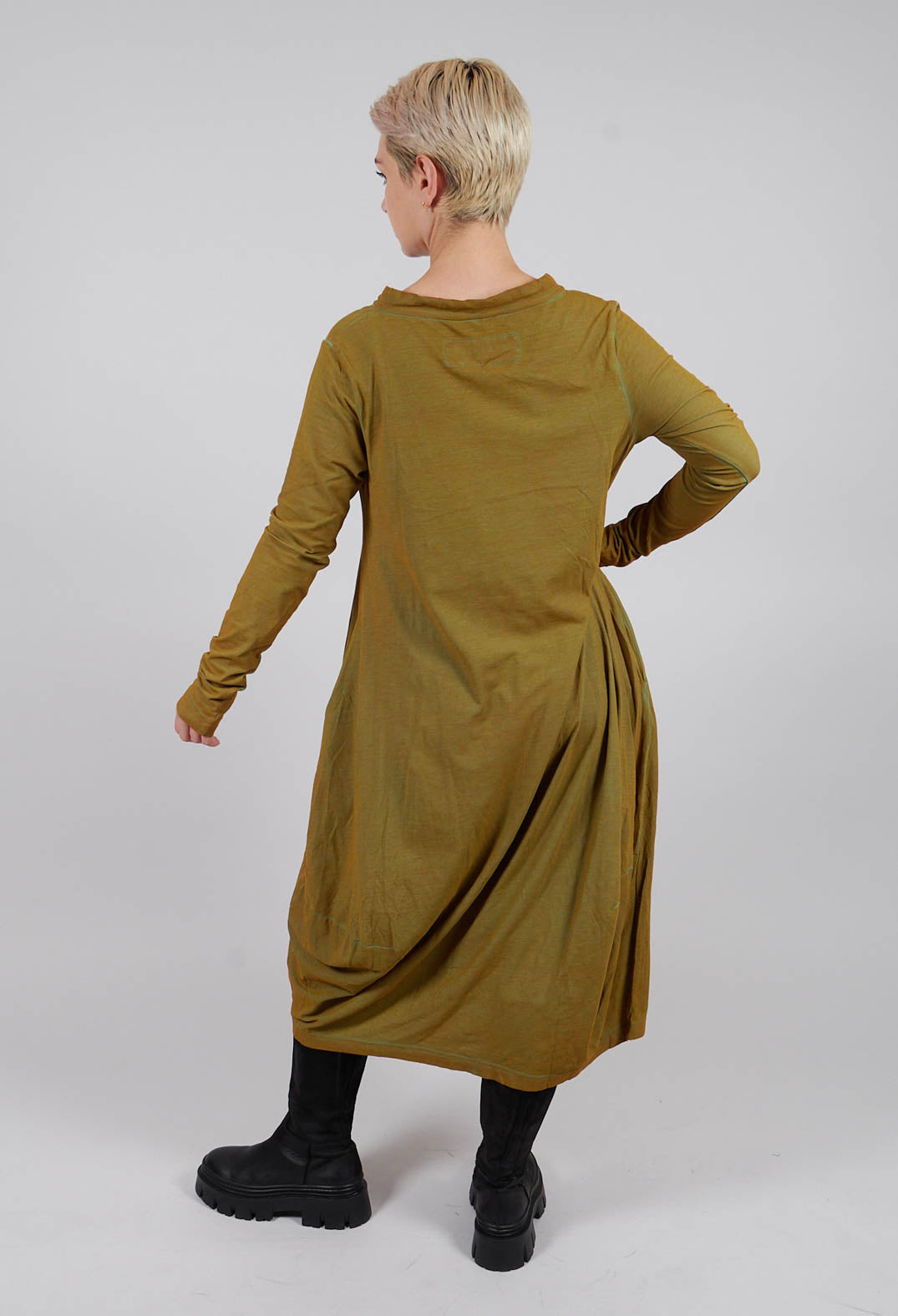 Jersey Dress with Drawstring Neckline in Lagoon Cloud - 2560912