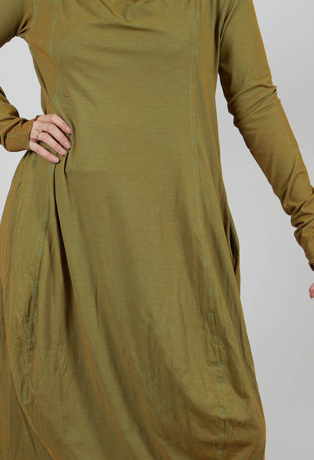 Jersey Dress with Drawstring Neckline in Lagoon Cloud - 2560912