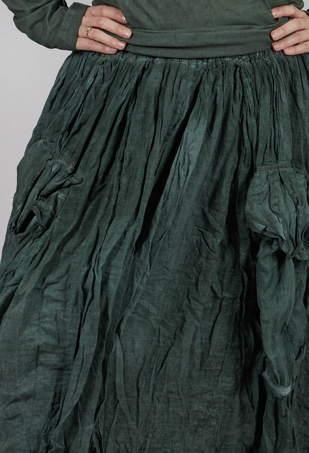 Pleated Skirt with Feature Pockets in Pine Cloud - 2580301