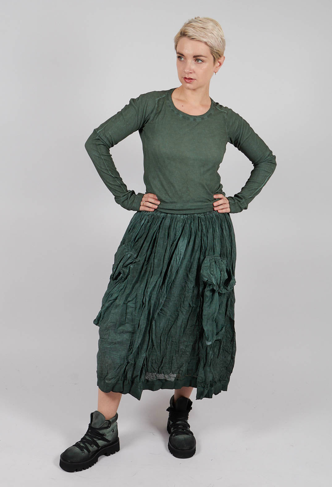 Pleated Skirt with Feature Pockets in Pine Cloud - 2580301