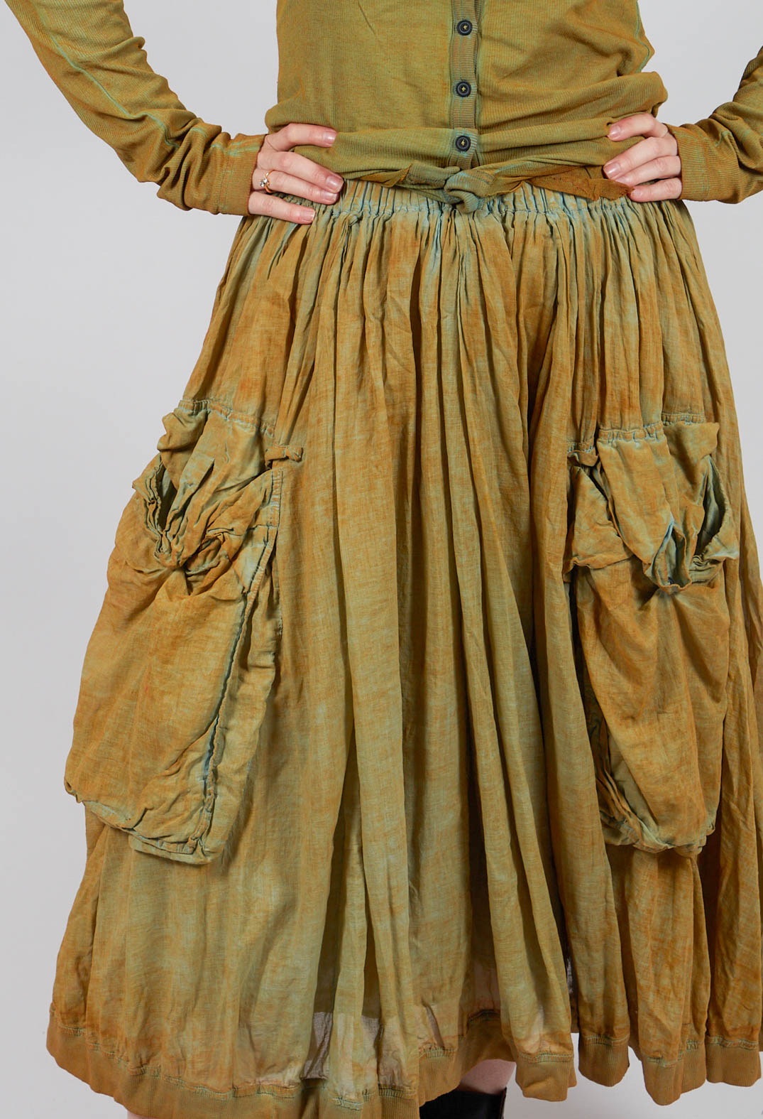 Pleated Skirt with Feature Pockets in Lagoon Cloud - 2580301