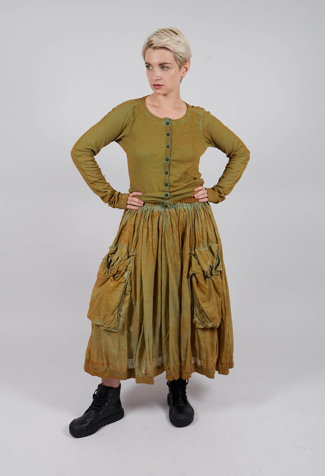 Pleated Skirt with Feature Pockets in Lagoon Cloud - 2580301
