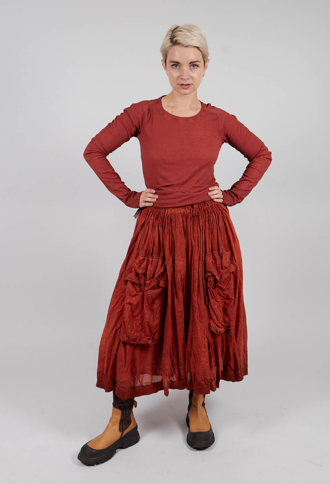 Pleated Skirt with Feature Pockets in Crab Cloud - 2580301