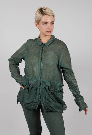 Cotton Blouse with Feature Pockets in Pine Cloud - 2580402