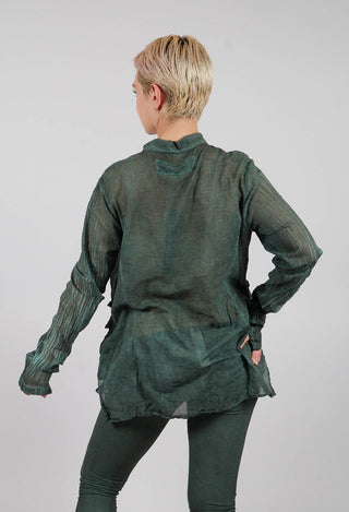 Cotton Blouse with Feature Pockets in Pine Cloud - 2580402