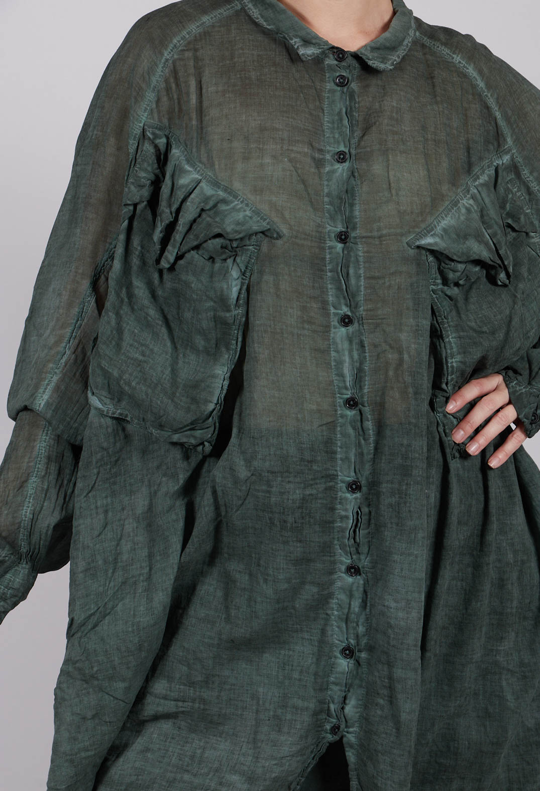 Oversized Shirt Dress in Pine Cloud - 2580903