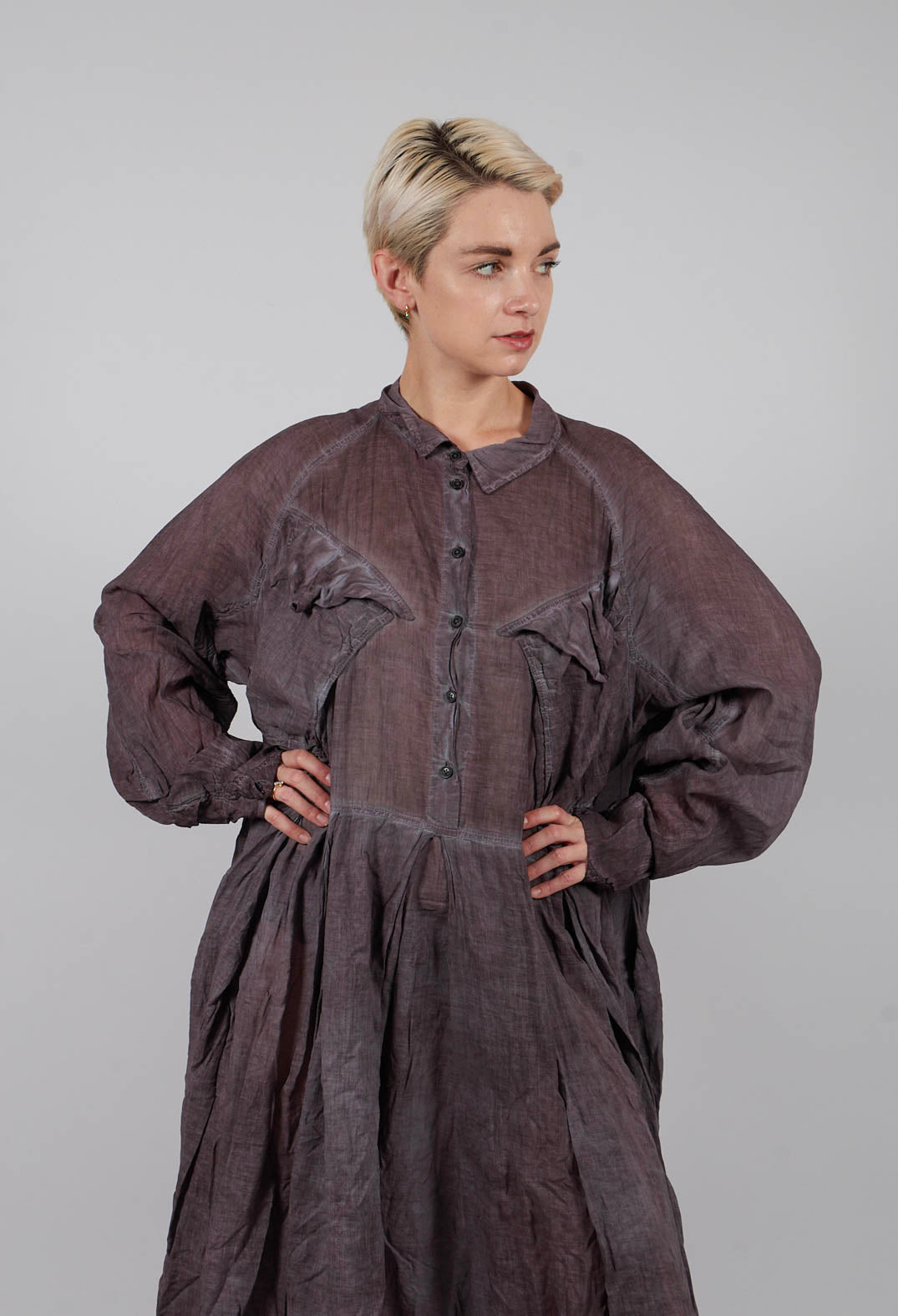 Box Pleat Oversized Shirt Dress in Pine Cloud - 2580904