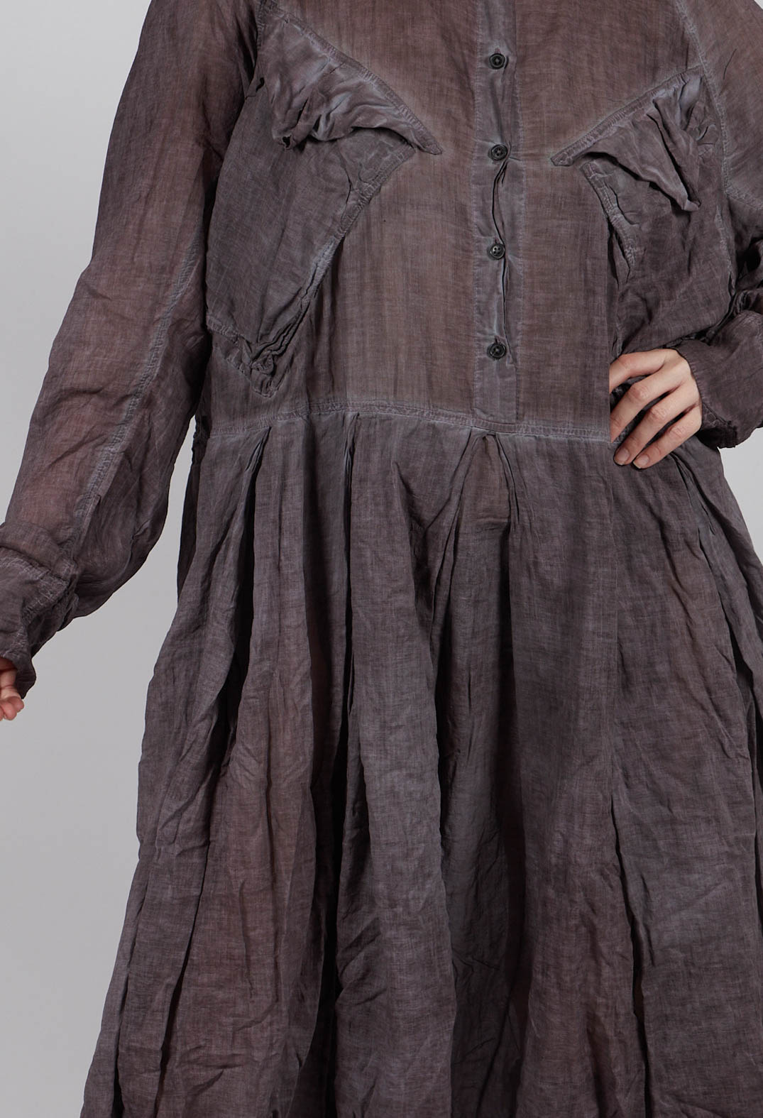 Box Pleat Oversized Shirt Dress in Pine Cloud - 2580904