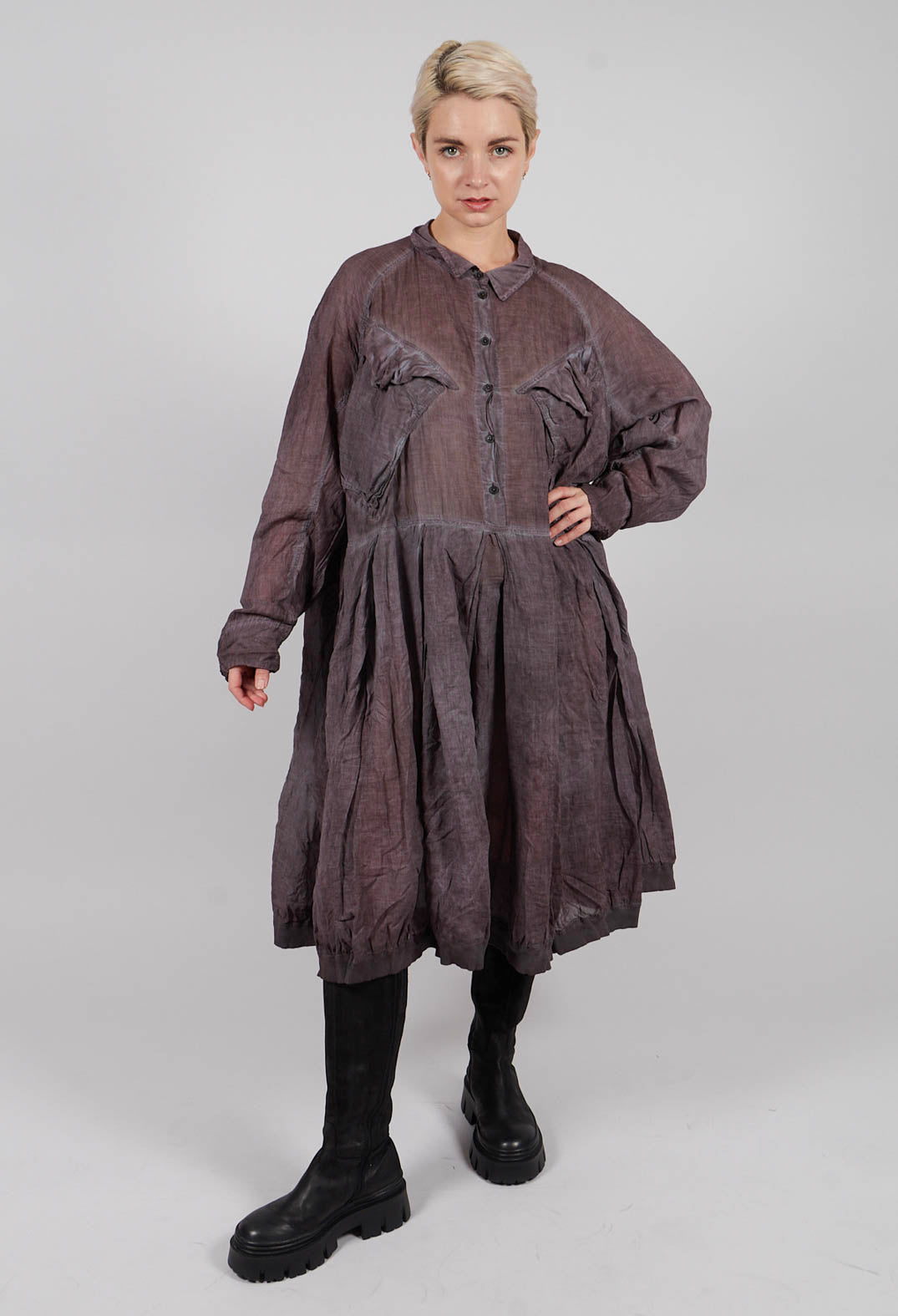 Box Pleat Oversized Shirt Dress in Flamingo Cloud - 2580904