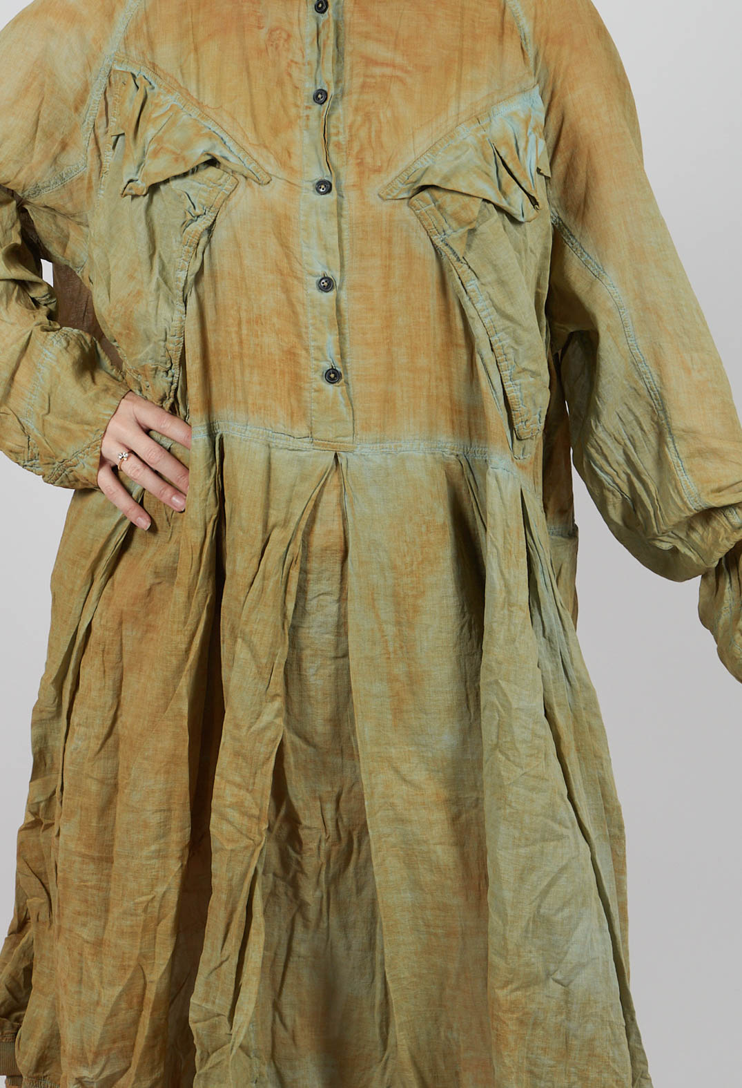Box Pleat Oversized Shirt Dress in Lagoon Cloud - 2580904