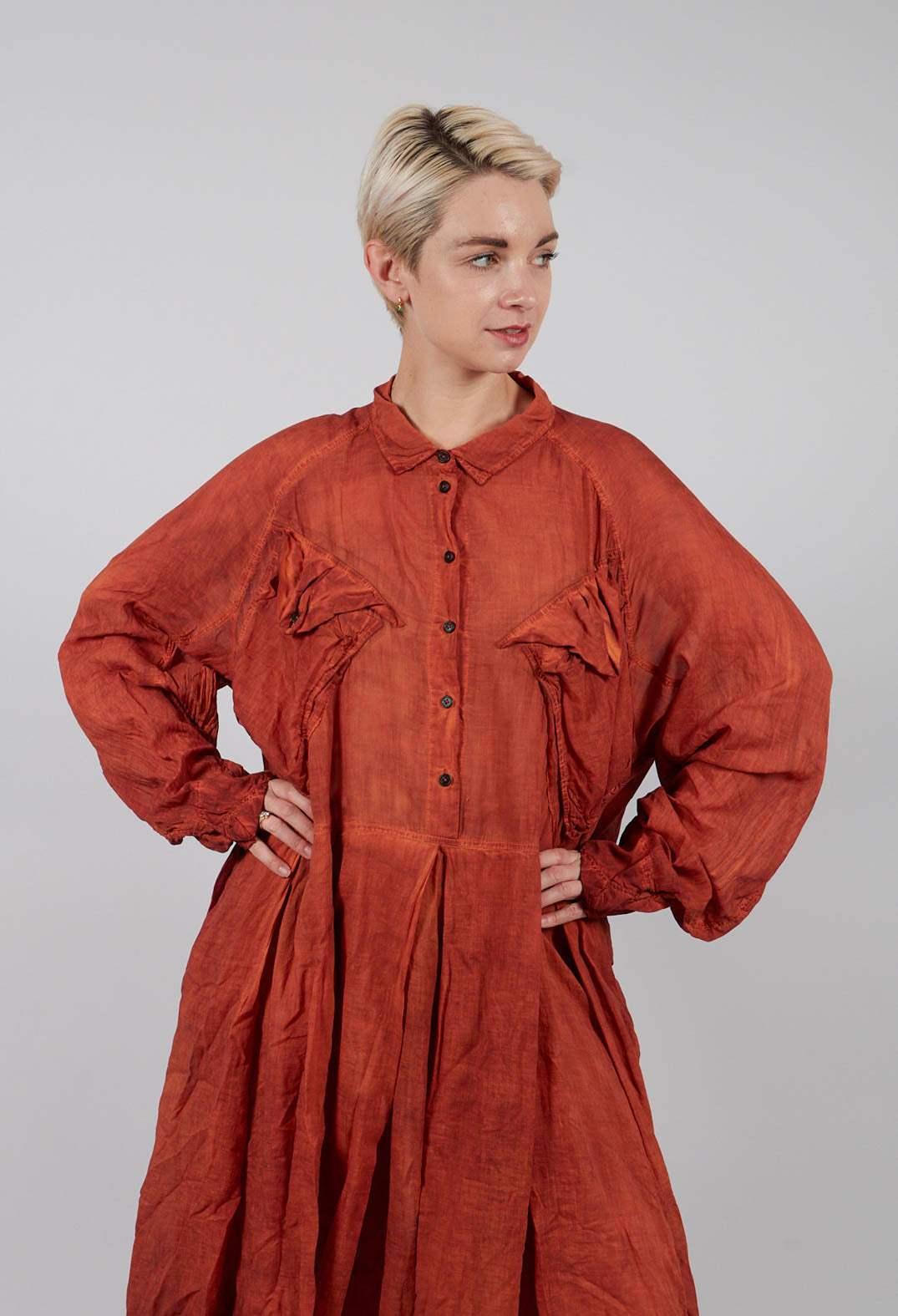 Box Pleat Oversized Shirt Dress in Crab Cloud - 2580904