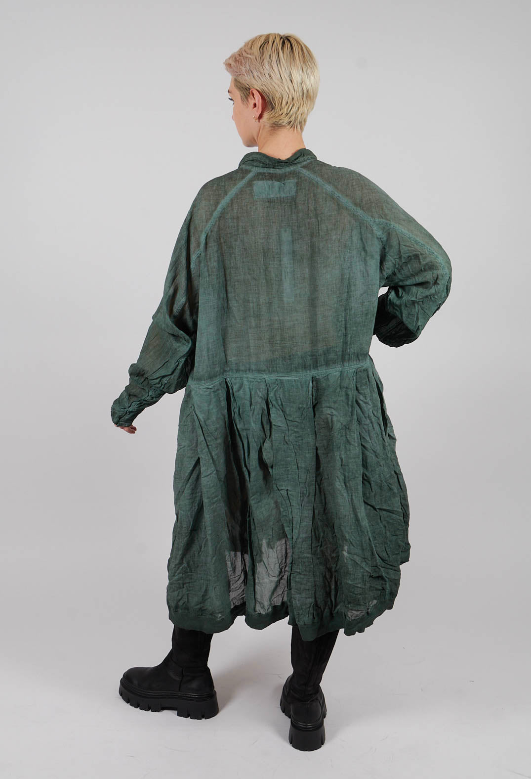 Box Pleat Oversized Shirt Dress in Pine Cloud - 2580904