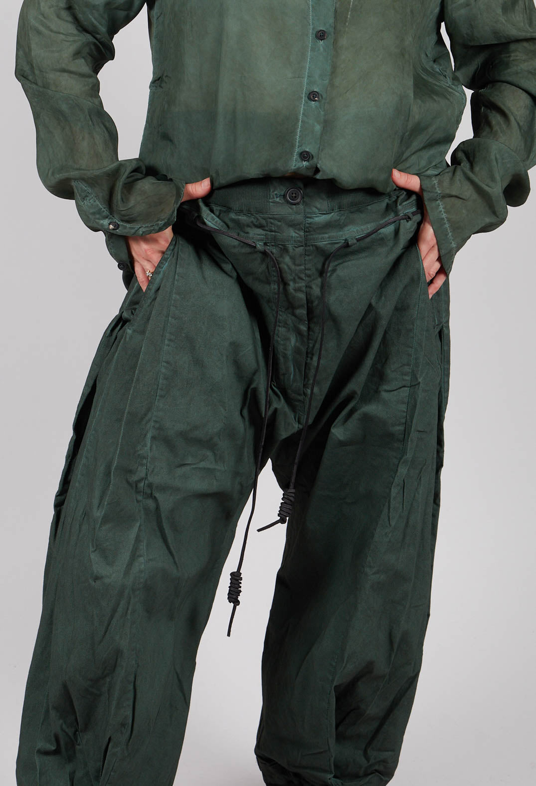 Pleat Hem Trousers in Pine Cloud - 2600105