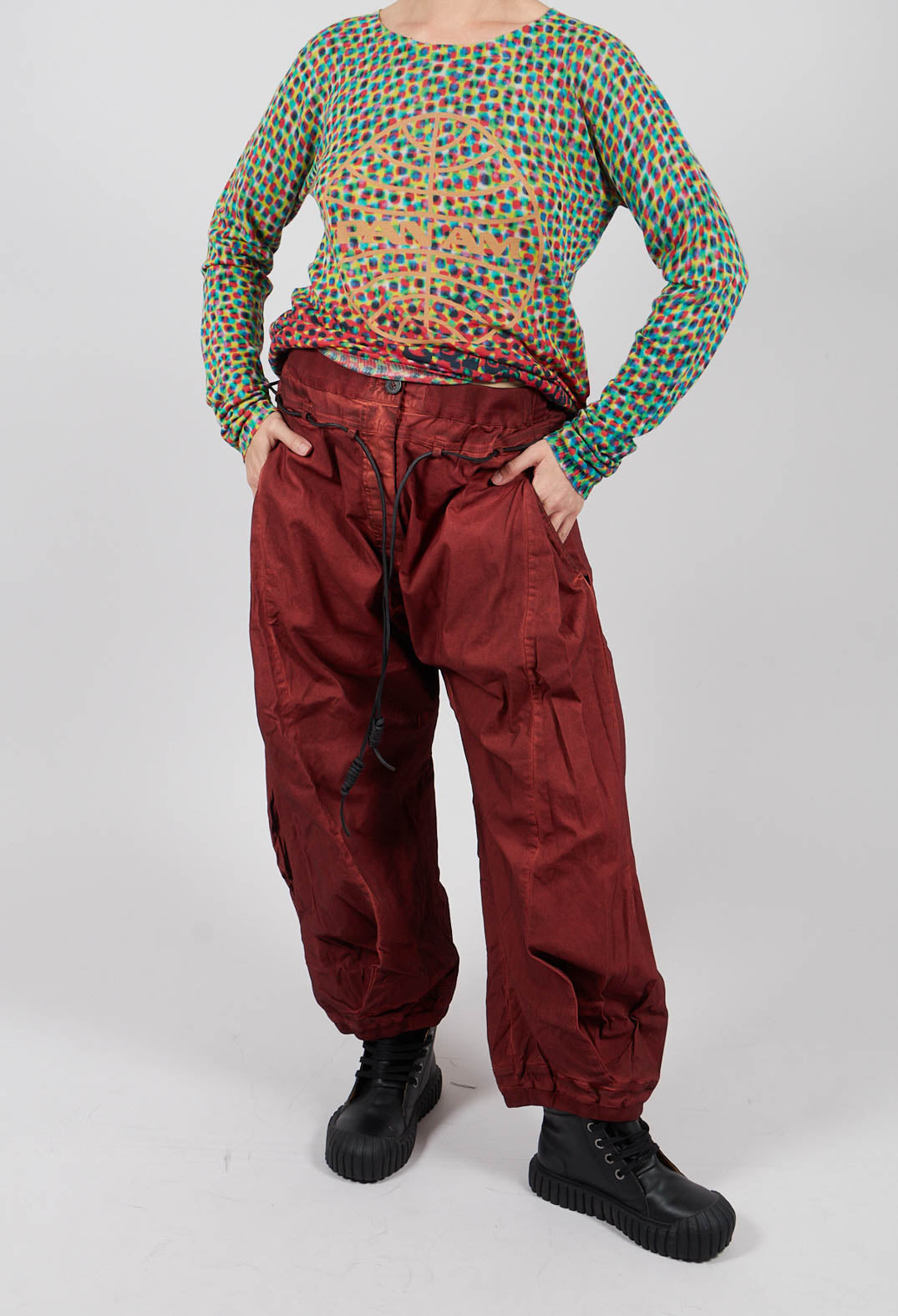 Pleat Hem Trousers in Crab Cloud - 2600105