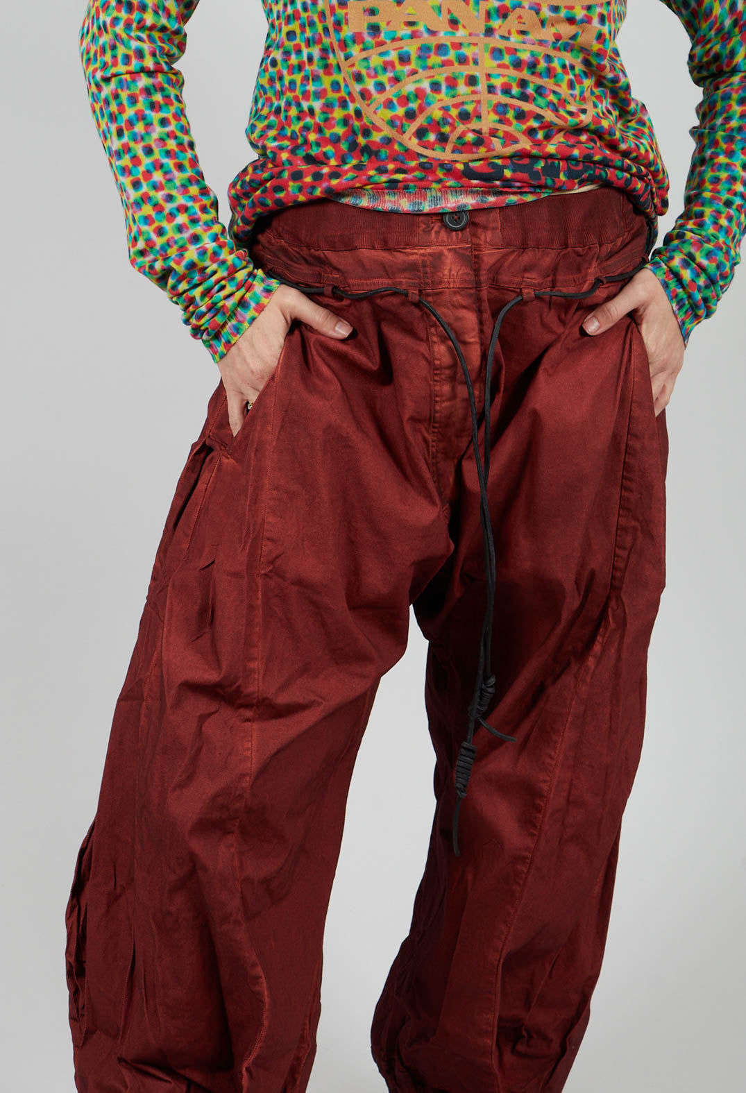 Pleat Hem Trousers in Crab Cloud - 2600105