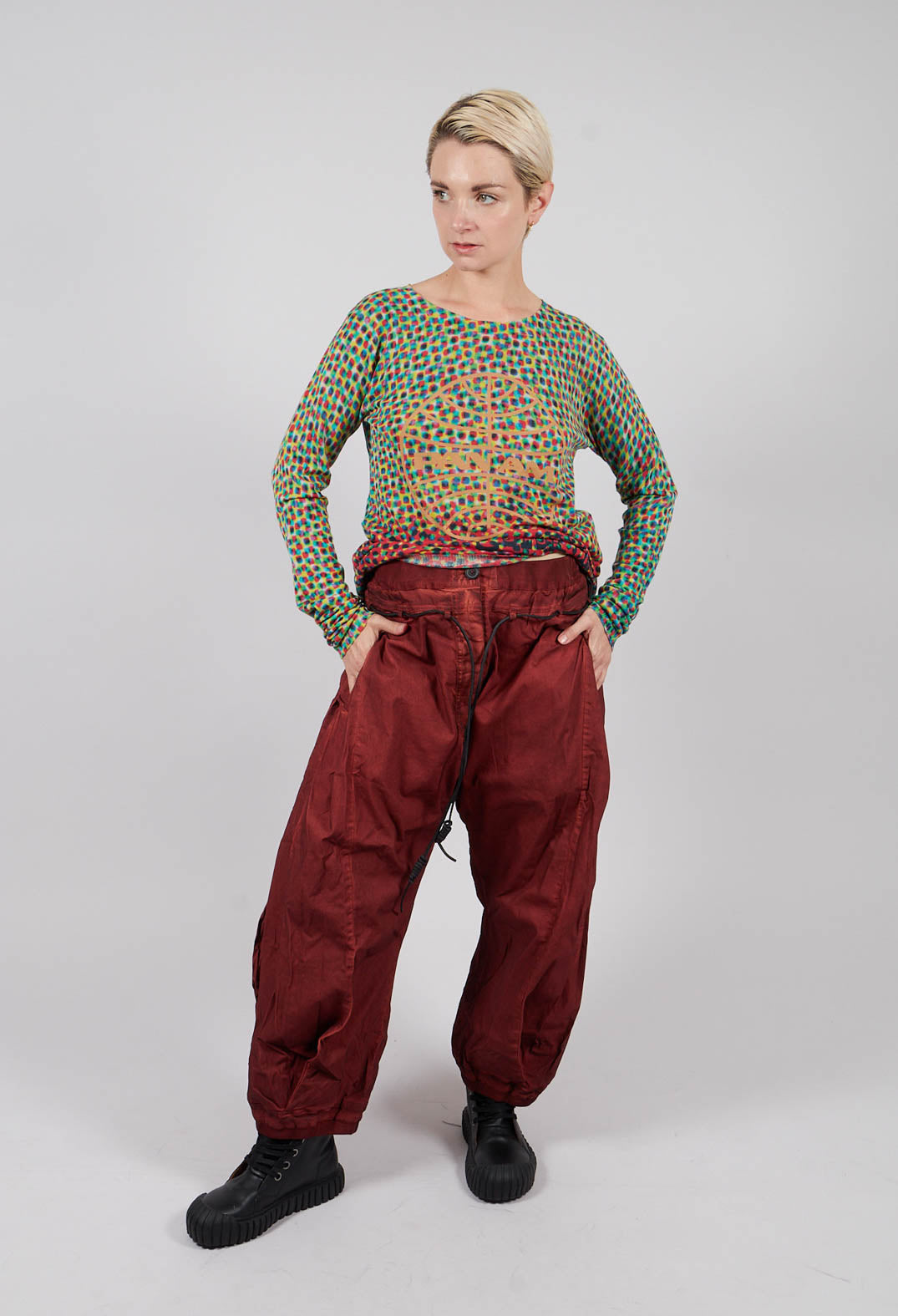Pleat Hem Trousers in Crab Cloud - 2600105