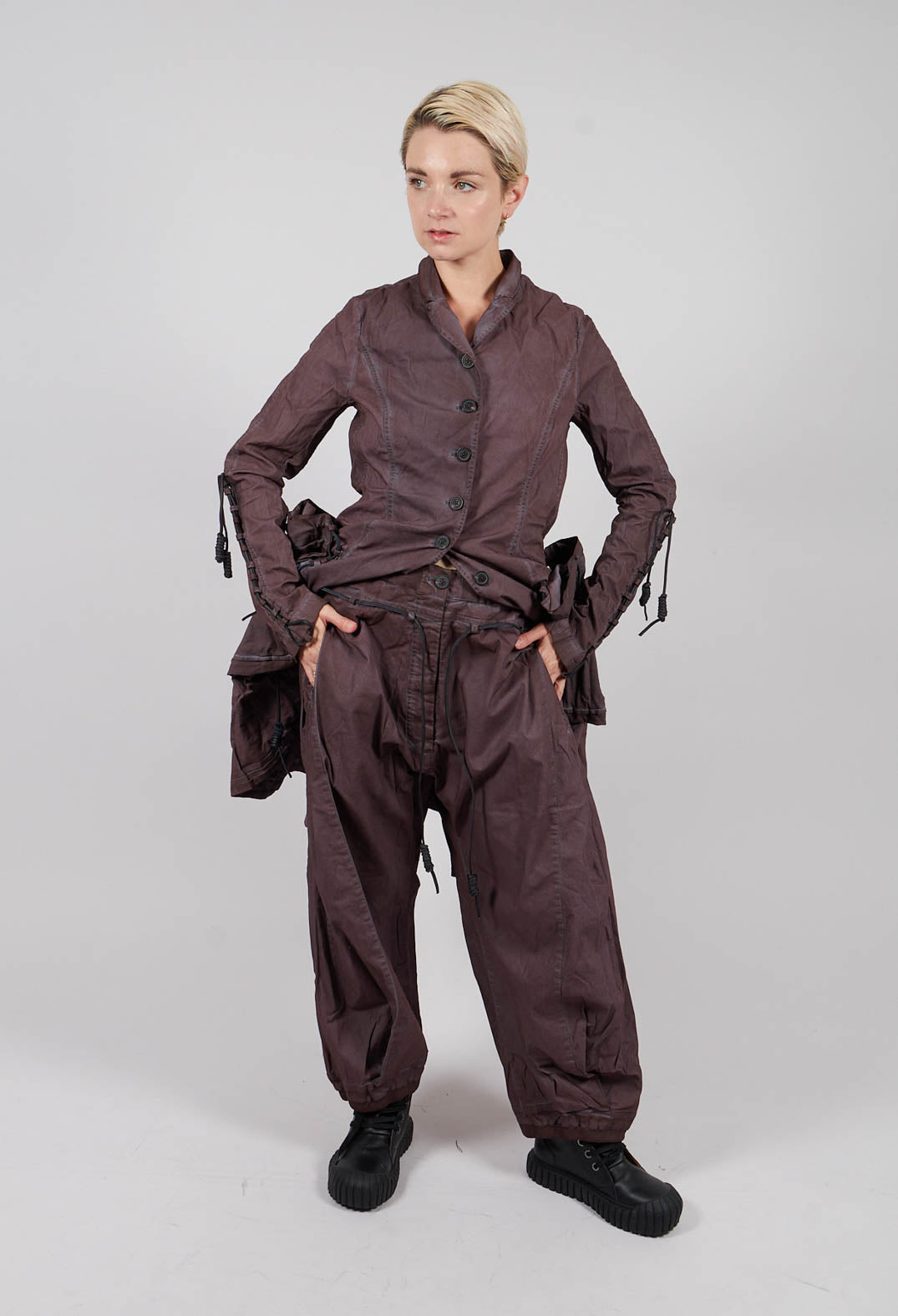 Pleat Hem Trousers in Flamingo Cloud - 2600105