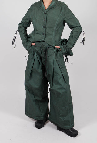 Pleat Front Wide Leg Trousers in Pine Cloud - 2600106