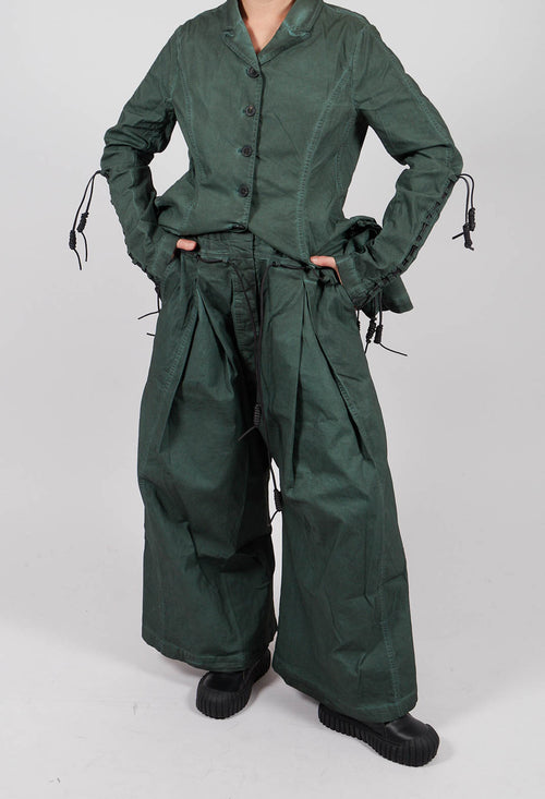 Pleat Front Wide Leg Trousers in Pine Cloud - 2600106