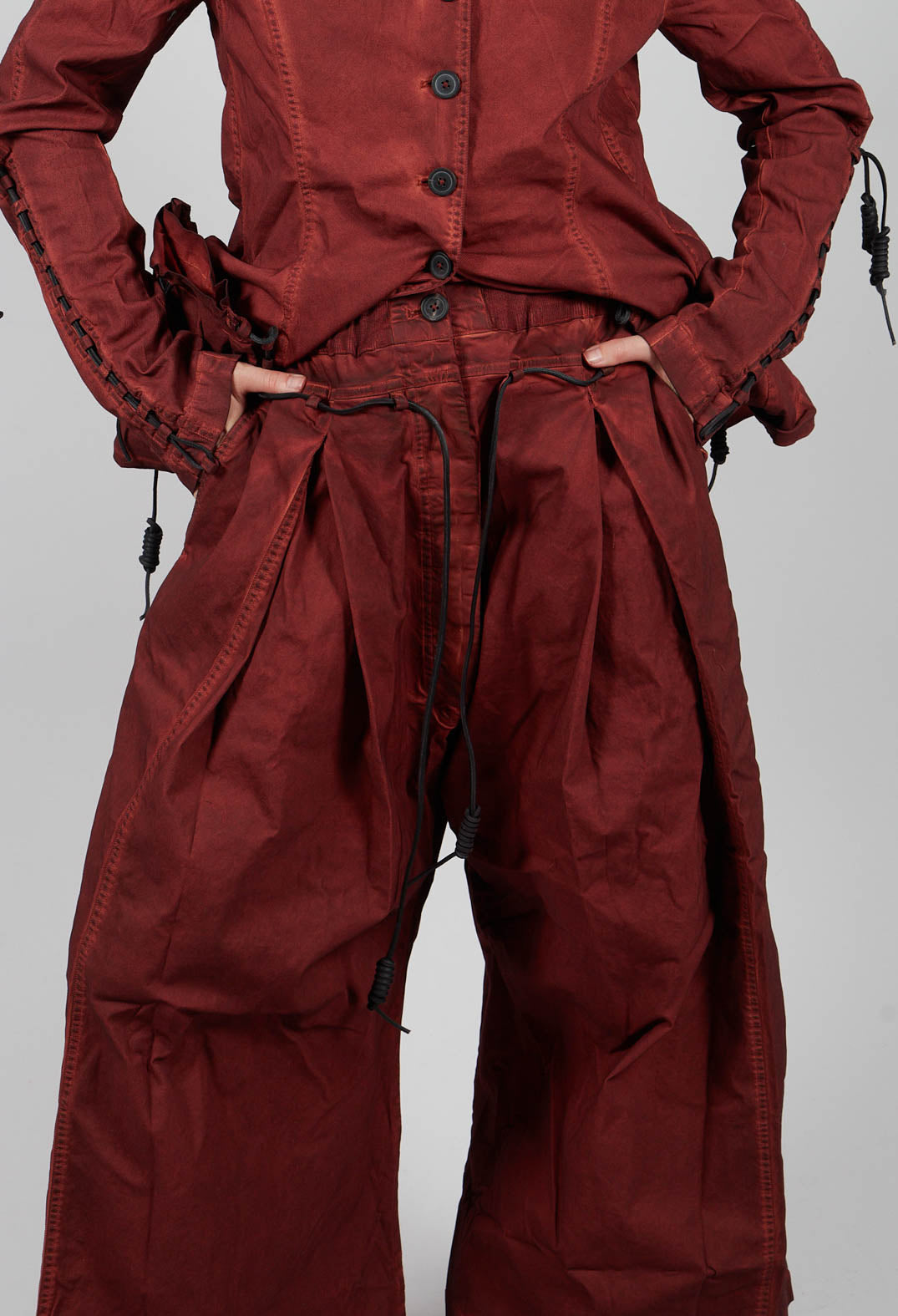 Pleat Front Wide Leg Trousers in Crab Cloud - 2600106