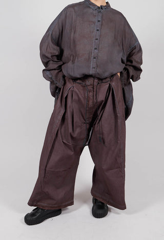 Pleat Front Wide Leg Trousers in Flamingo Cloud - 2600106