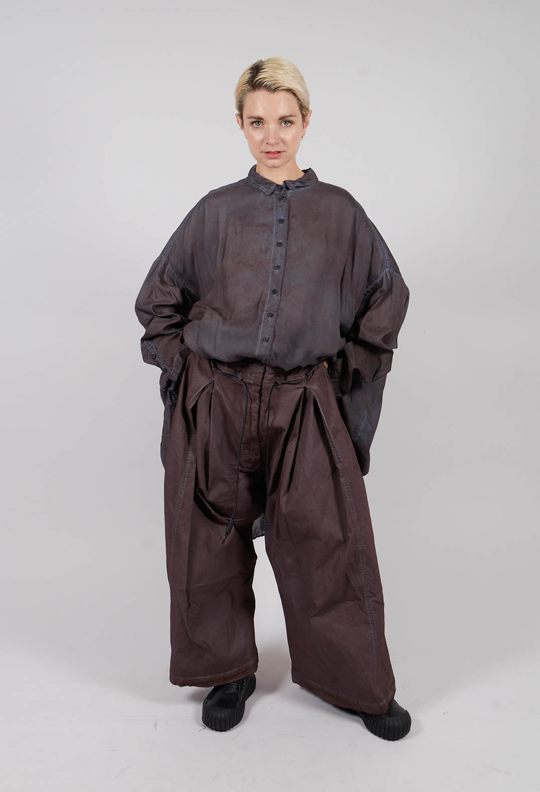Pleat Front Wide Leg Trousers in Flamingo Cloud - 2600106