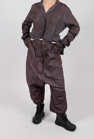 Drop Crotch Trousers with Drawstring Waist in Flamingo Cloud - 2600107