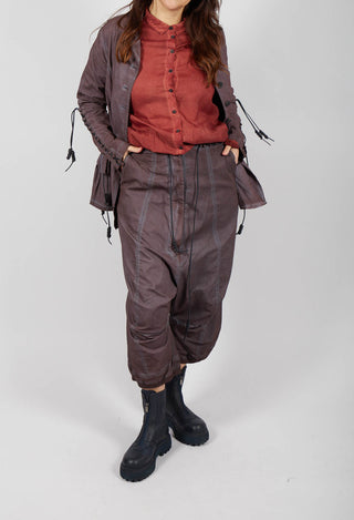 Drop Crotch Trousers with Drawstring Waist in Flamingo Cloud - 2600107