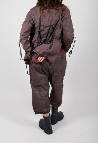 Drop Crotch Trousers with Drawstring Waist in Flamingo Cloud - 2600107