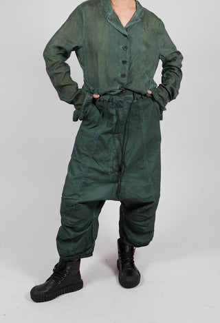 Drop Crotch Trousers with Drawstring Waist in Pine Cloud - 2600107