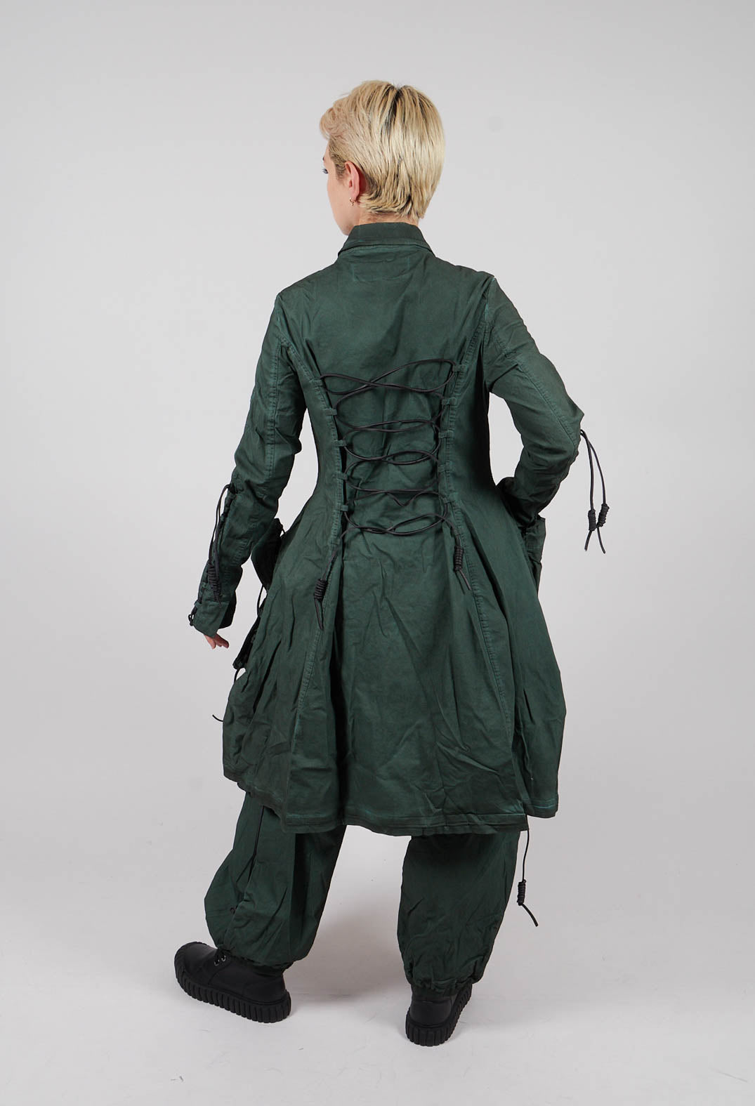 Button Through Coat with Feature Pockets in Pine Cloud - 2601208