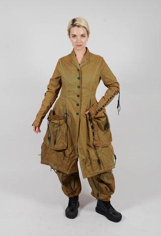 Button Through Coat with Feature Pockets in Lagoon Cloud - 2601208