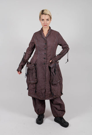 Button Through Coat with Feature Pockets in Flamingo Cloud - 2601208