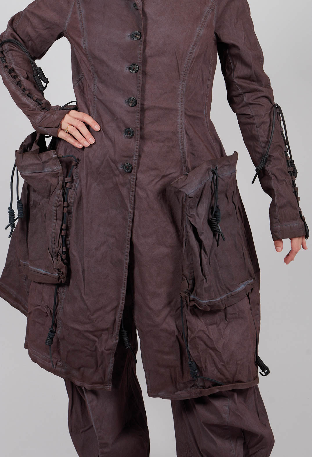 Button Through Coat with Feature Pockets in Flamingo Cloud - 2601208