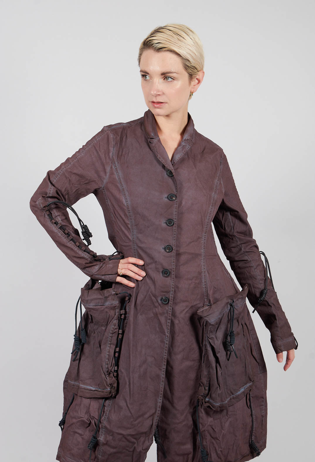 Button Through Coat with Feature Pockets in Flamingo Cloud - 2601208