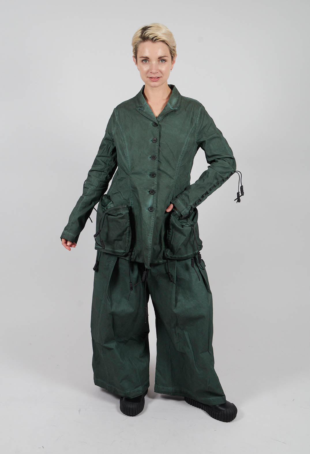 Button Through Jacket with Feature Pockets in Pine Cloud - 2601113