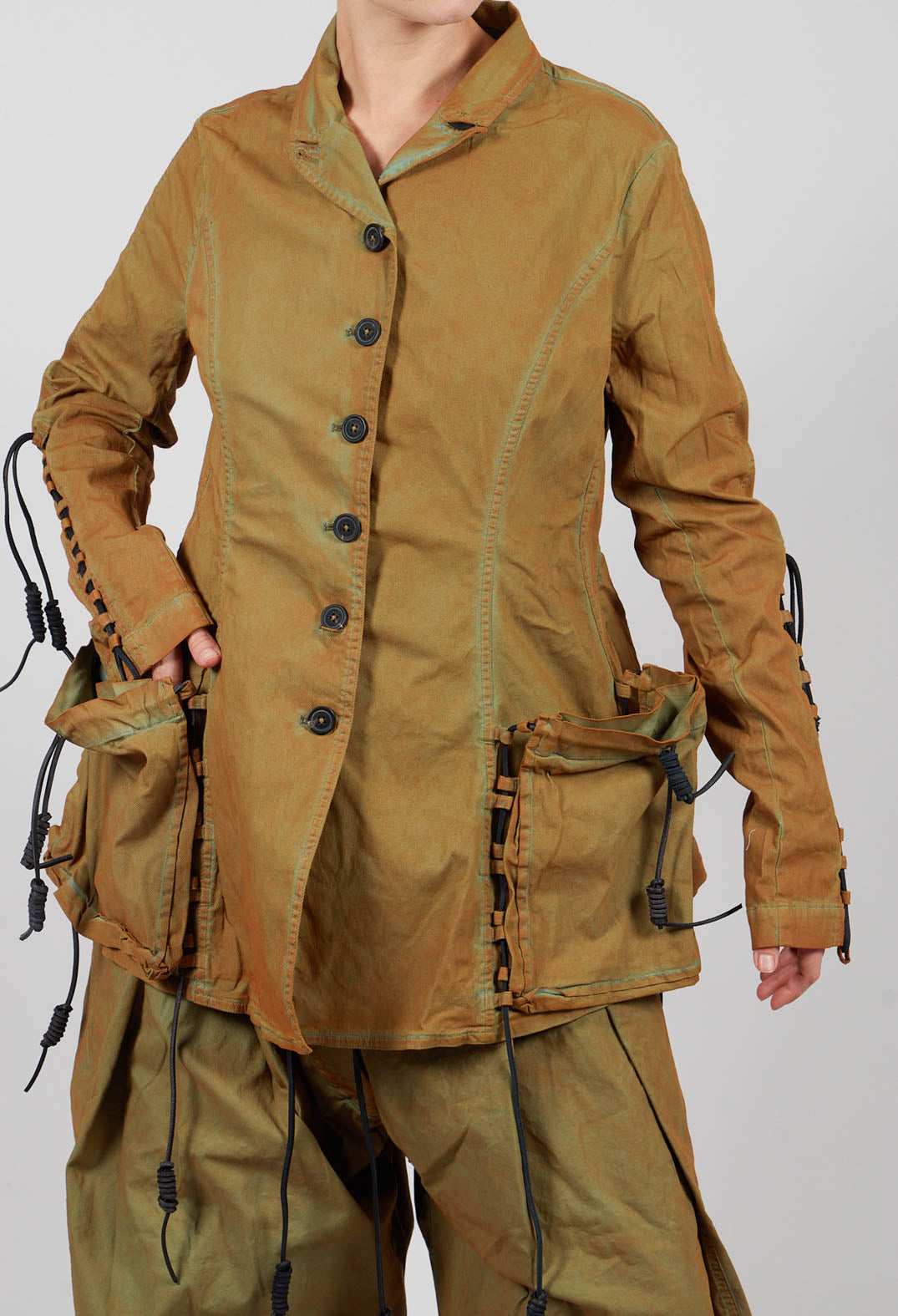 Button Through Jacket with Feature Pockets in Lagoon  - 2601113