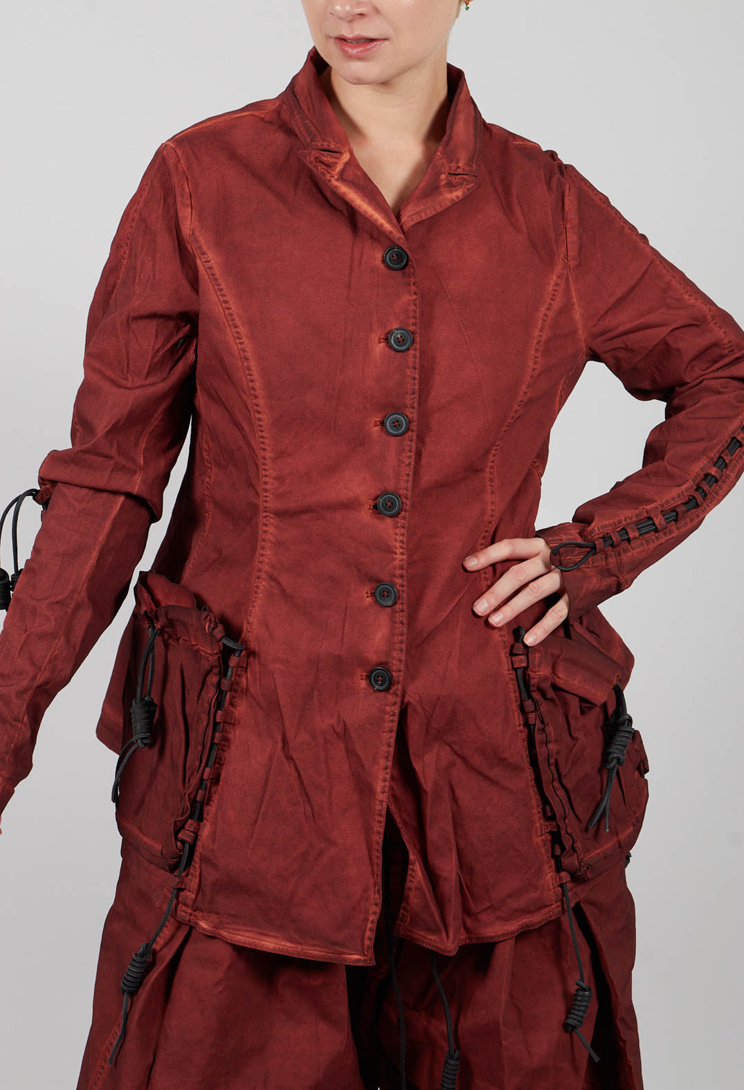 Button Through Jacket with Feature Pockets in Crab Cloud - 2601113