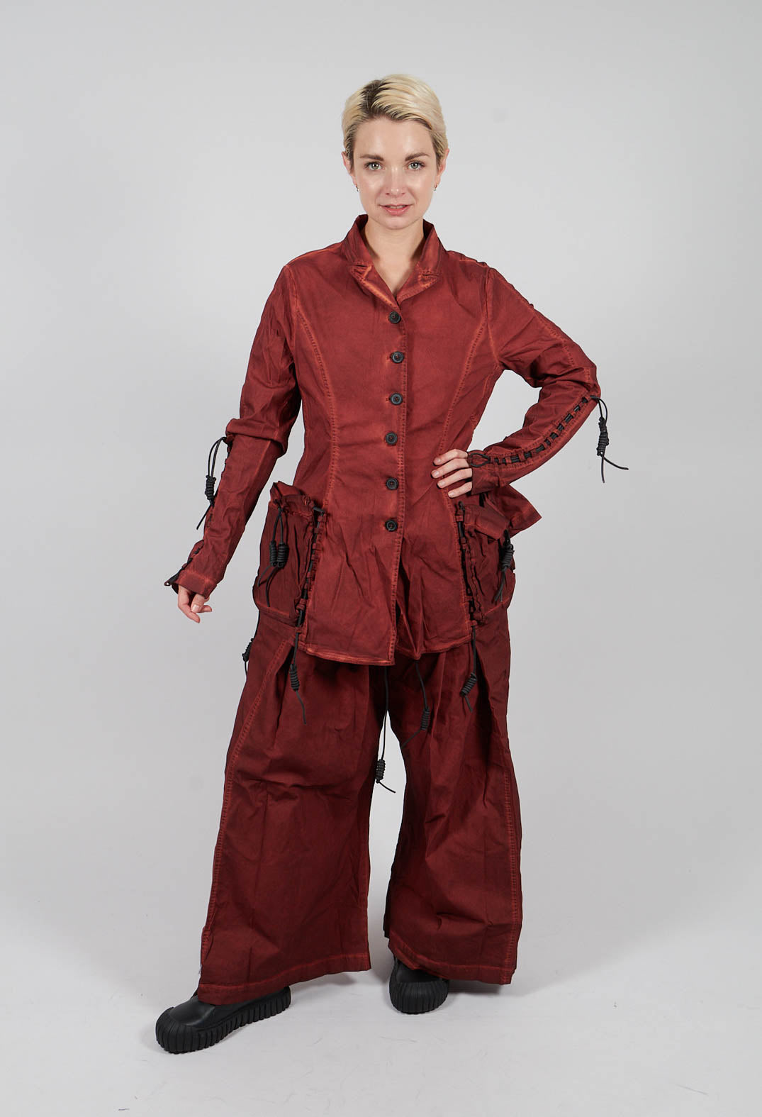 Button Through Jacket with Feature Pockets in Crab Cloud - 2601113