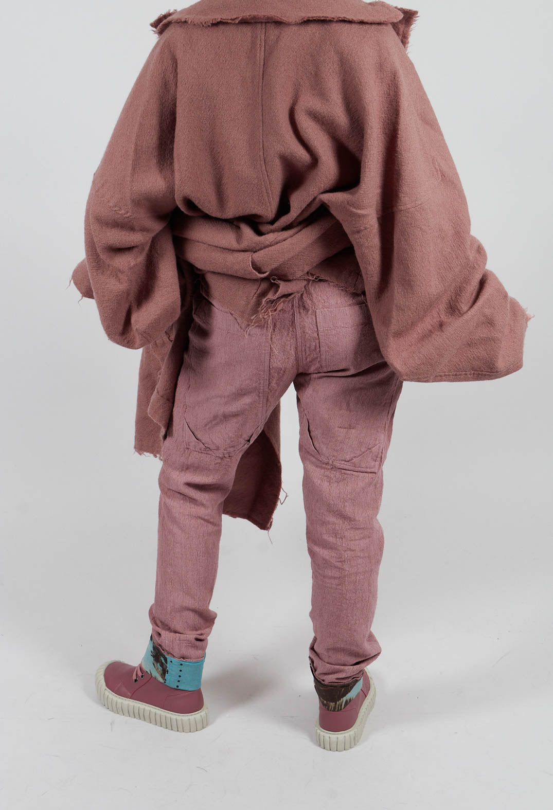 Slim Leg Trousers with Contrasting Turn-Up in Light Flamingo - 2630102