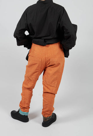 Slim Leg Trousers with Contrasting Turn-Up in Light Sun - 2630102