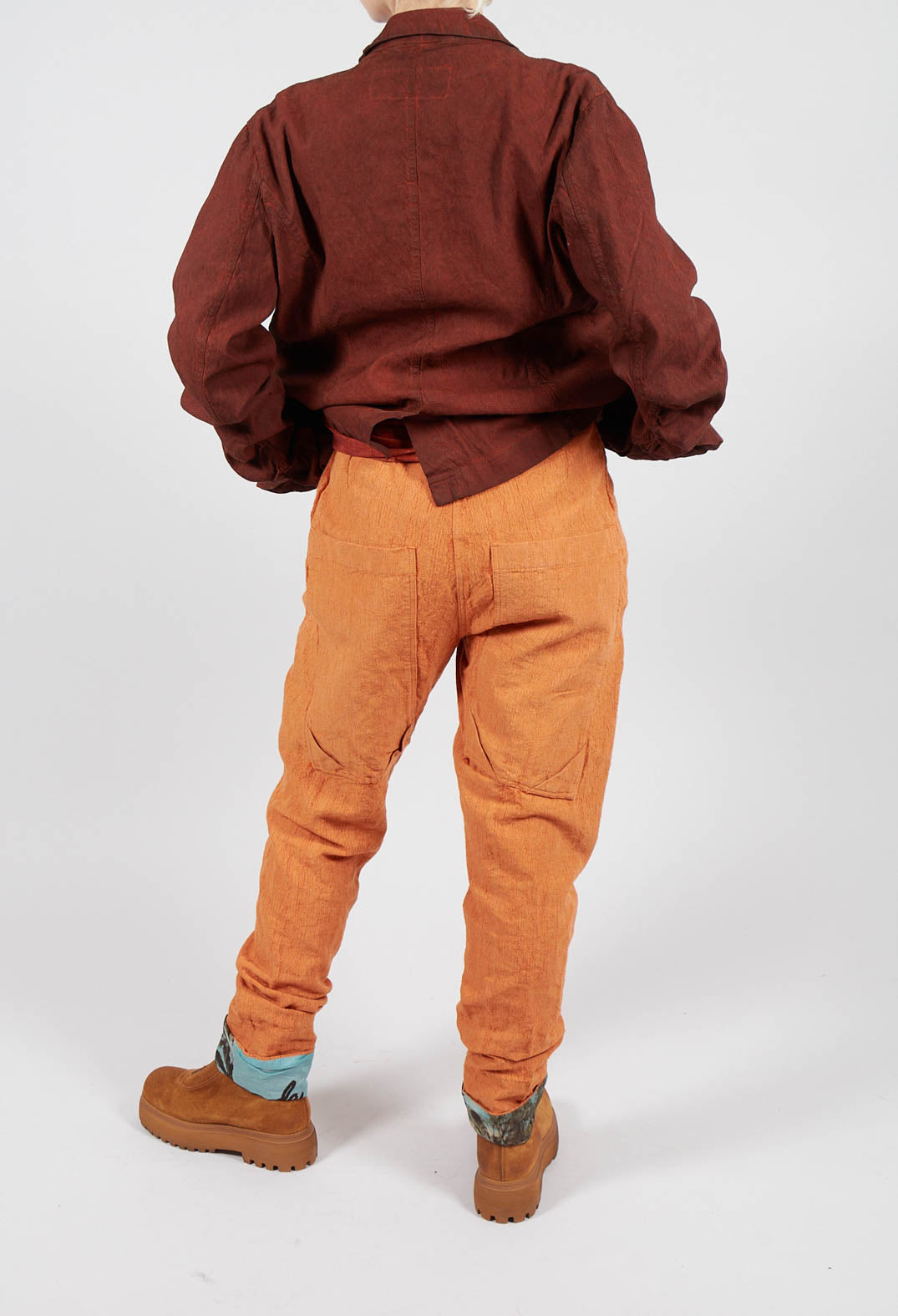 Slim Leg Trousers with Contrasting Turn-Up in Light Sun - 2630102