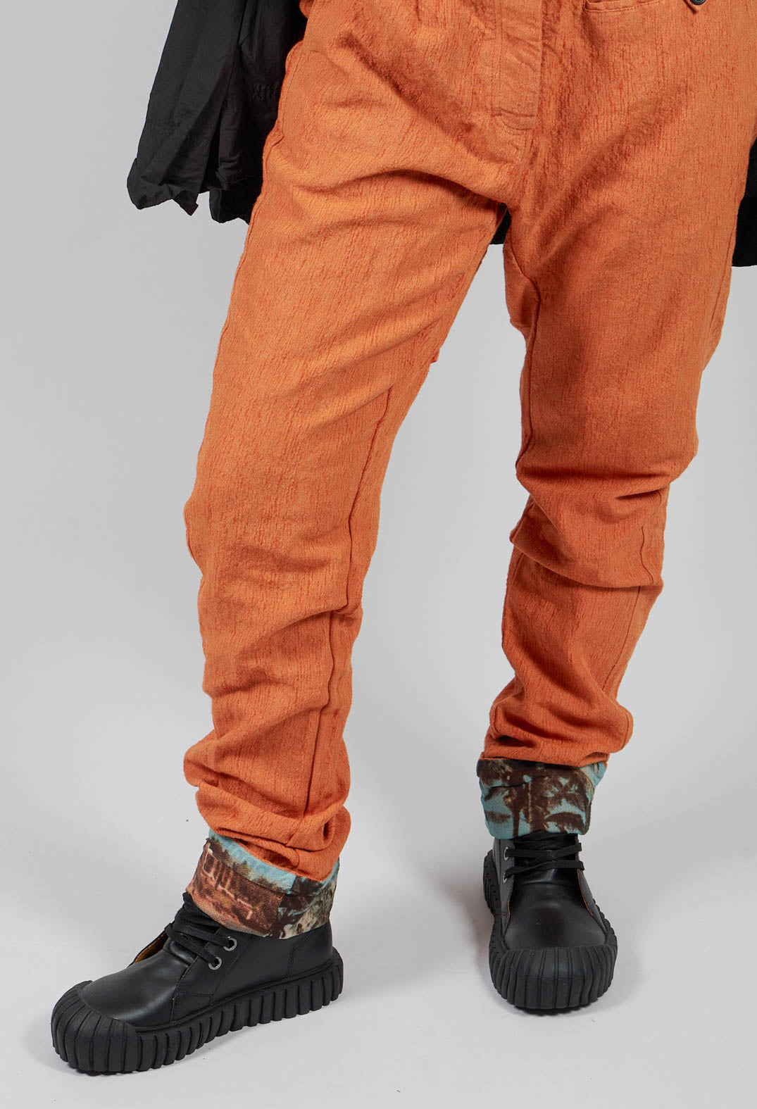 Slim Leg Trousers with Contrasting Turn-Up in Light Sun - 2630102