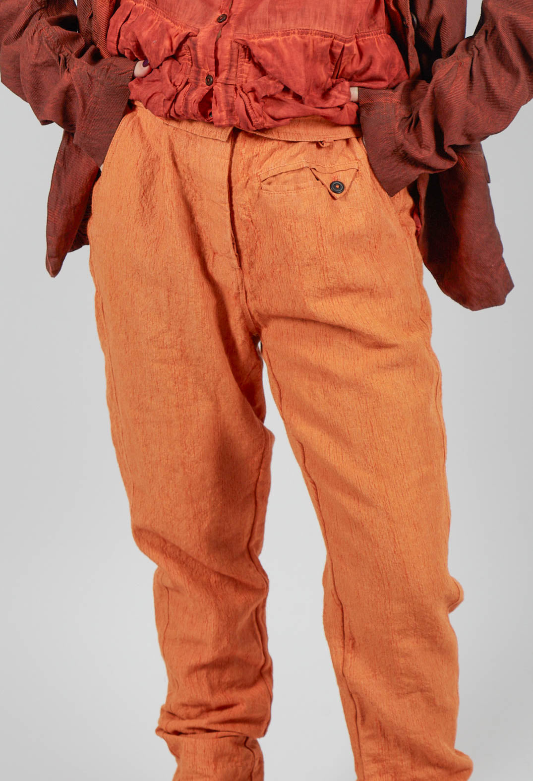 Slim Leg Trousers with Contrasting Turn-Up in Light Sun - 2630102