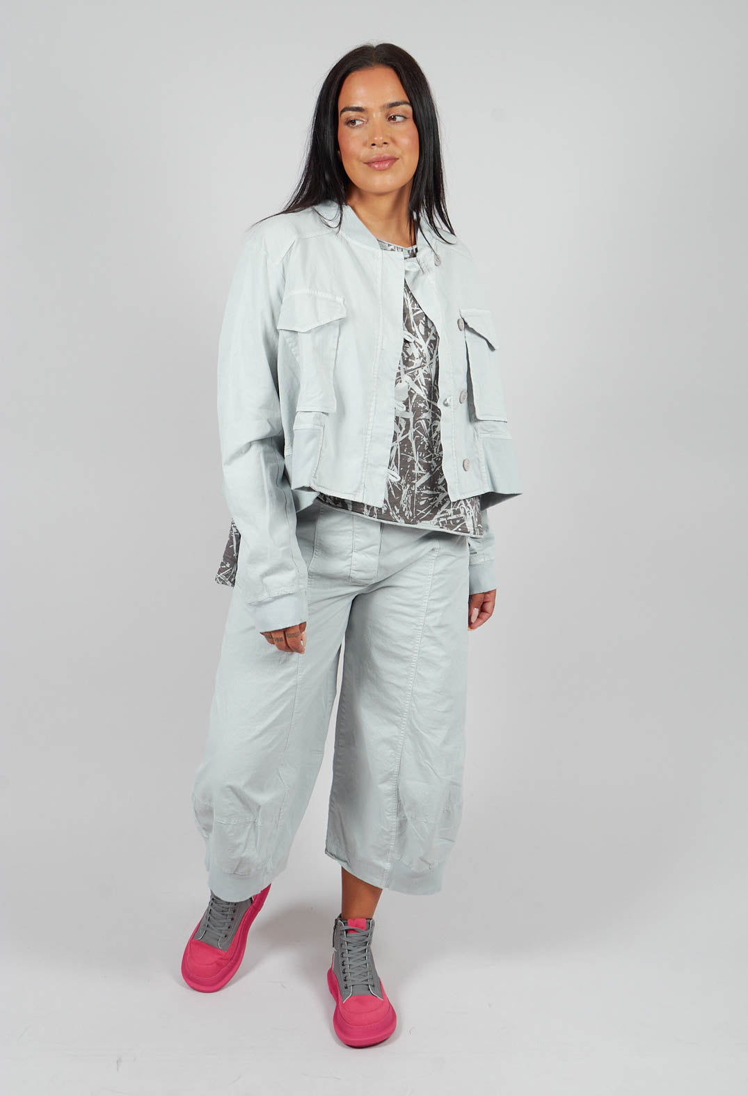 Cropped Utility Jacket in Light Grey - 3201102