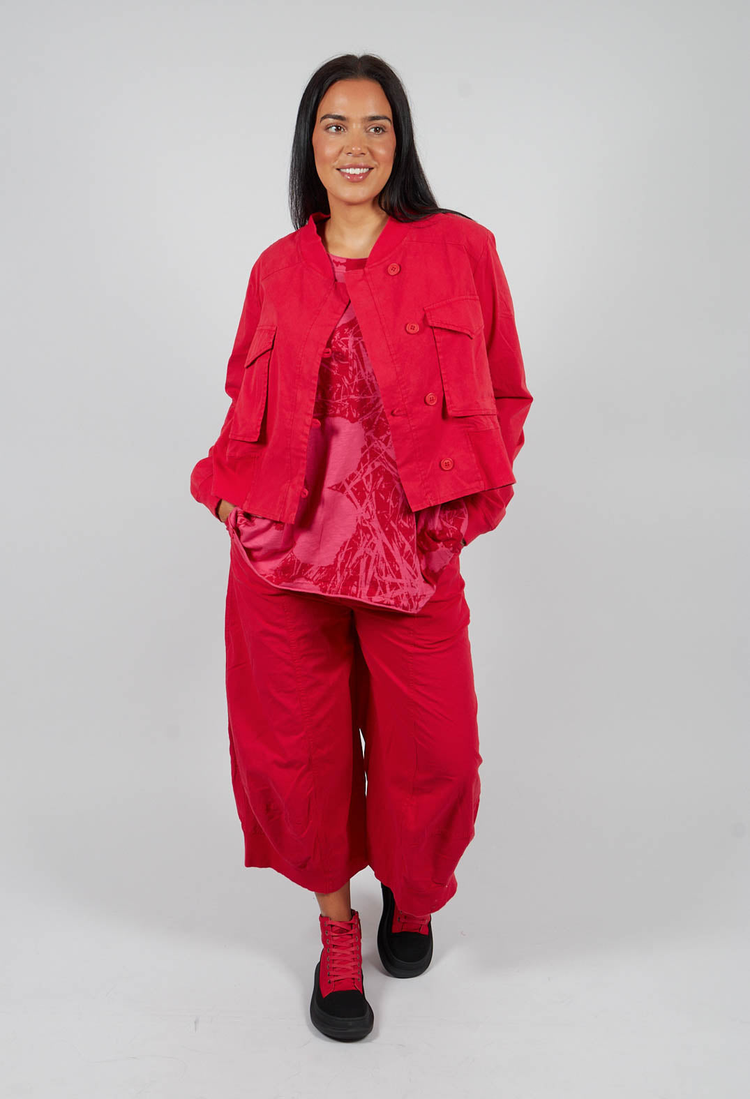 Cropped Utility Jacket in Rose - 3201102