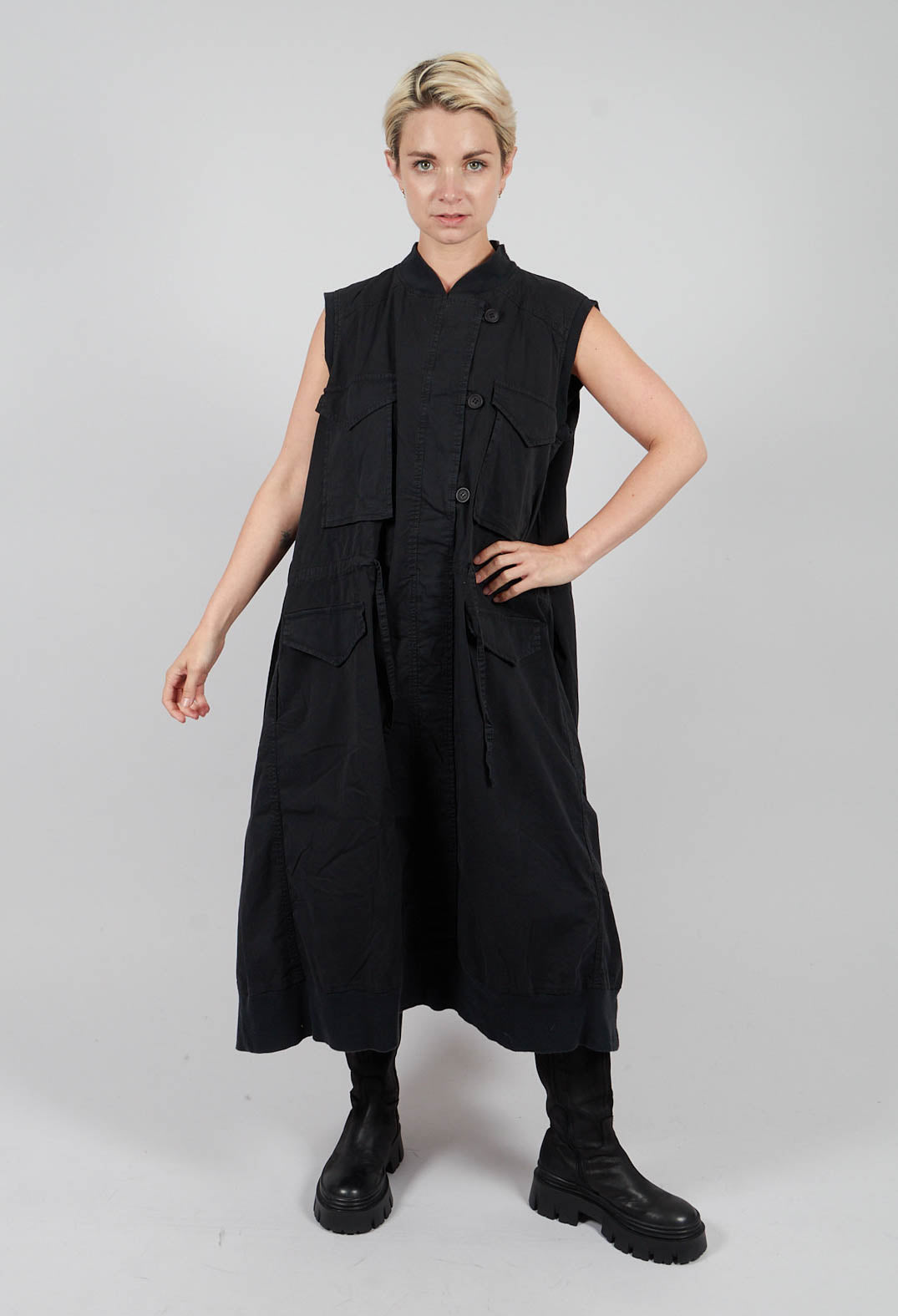 Sleeveless Utility Dress in Black - 3200903