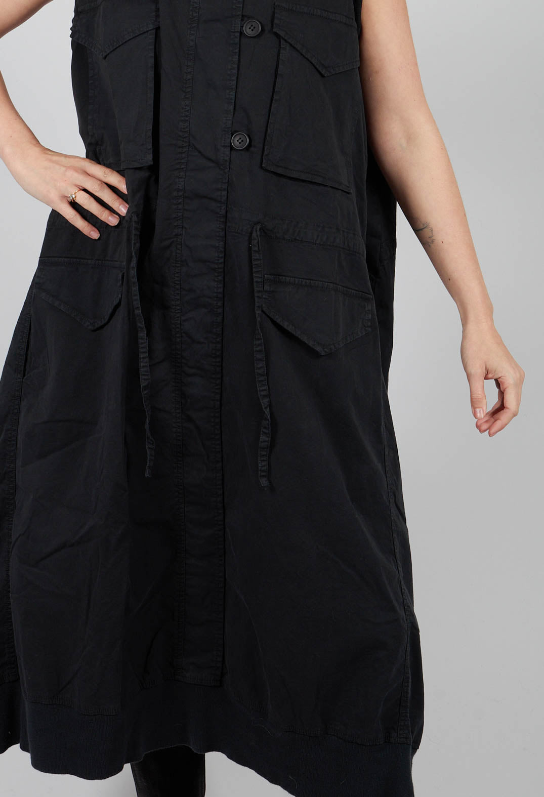 Sleeveless Utility Dress in Black - 3200903