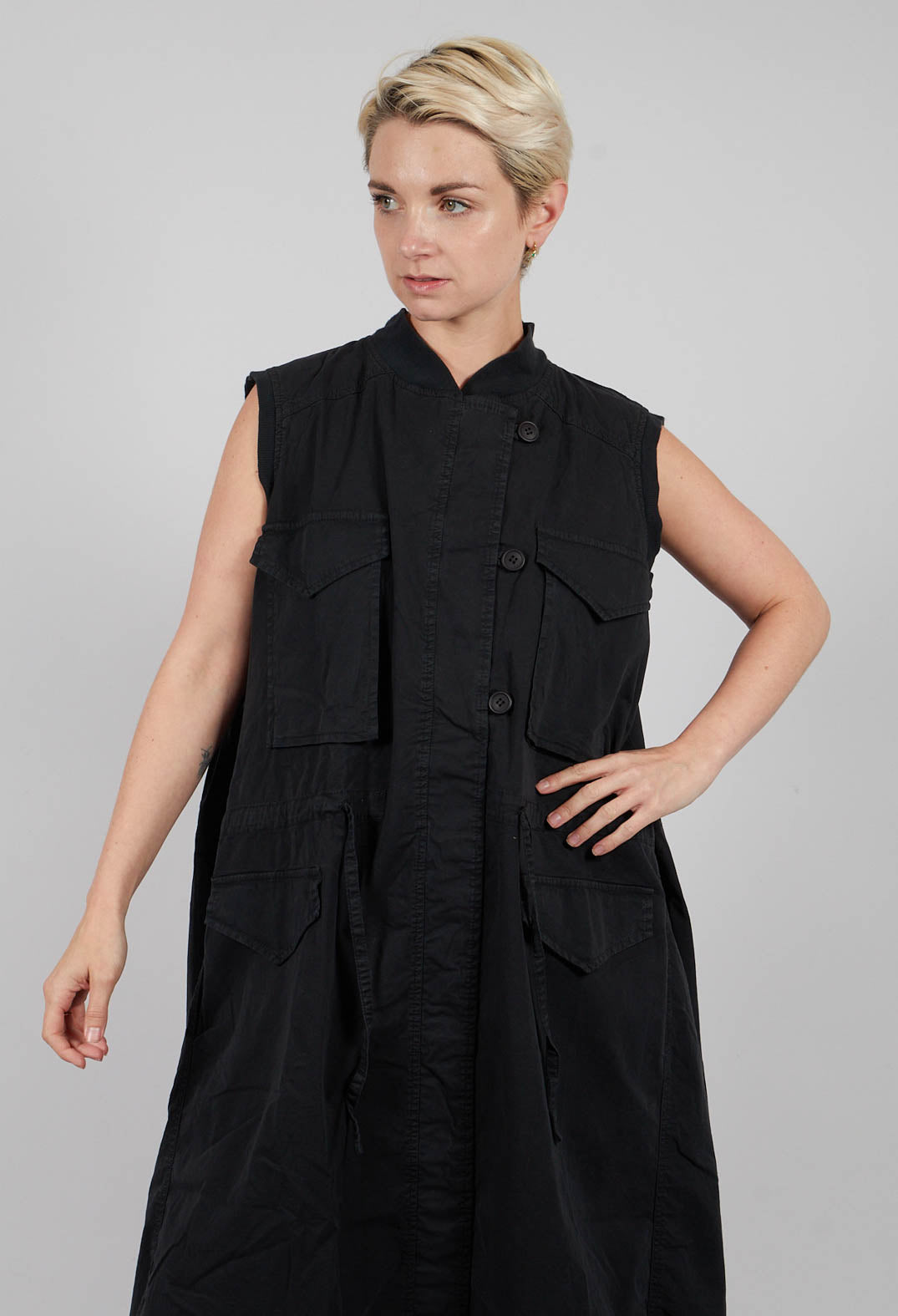 Sleeveless Utility Dress in Black - 3200903