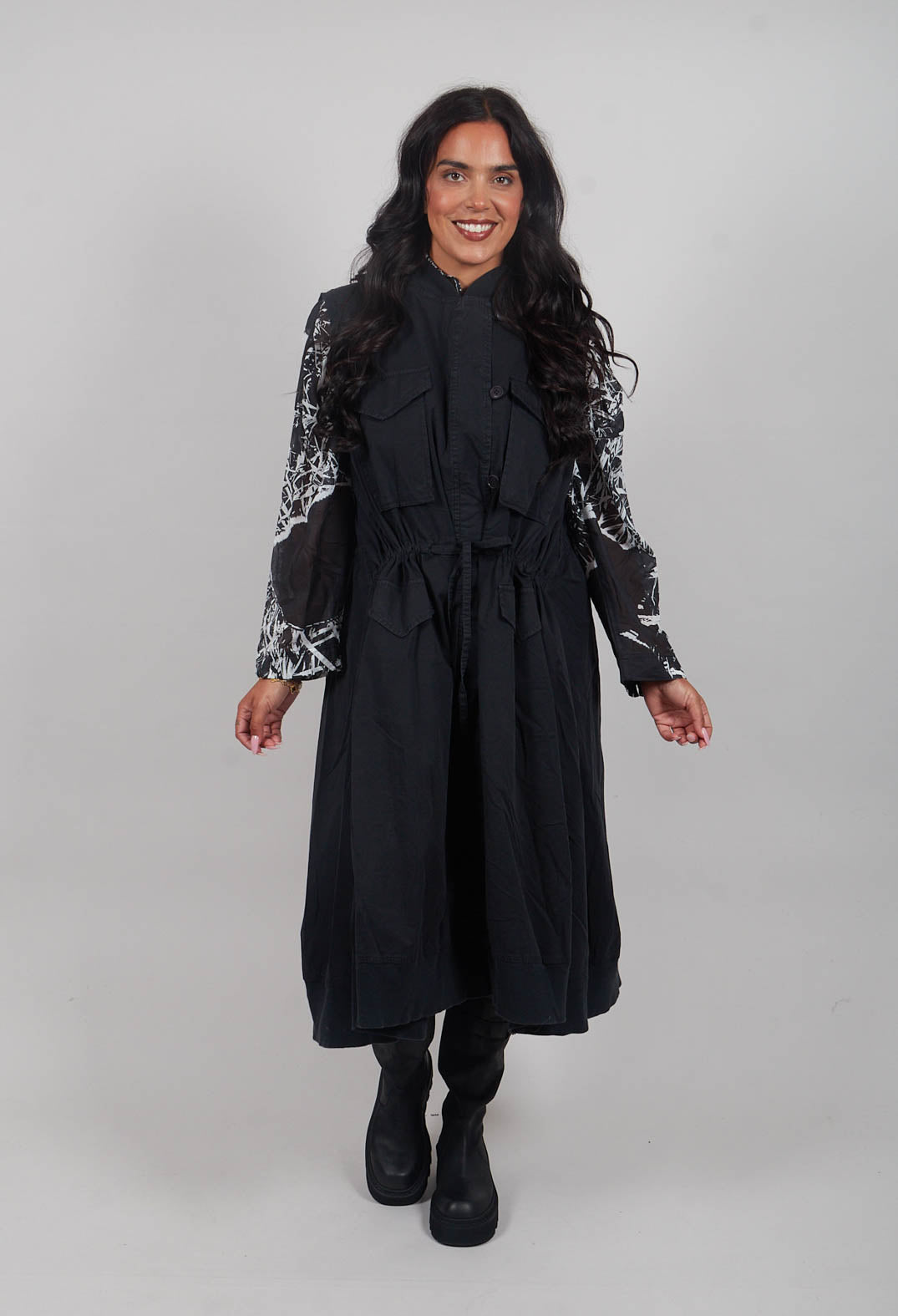 Sleeveless Utility Dress in Black - 3200903